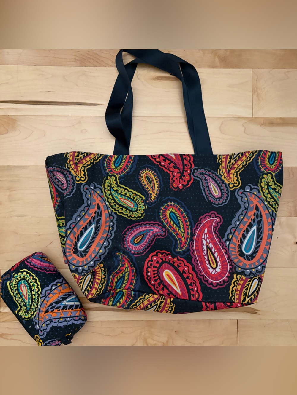 Vera Bradley Black Paisley Pattern Tote Bag - Women
